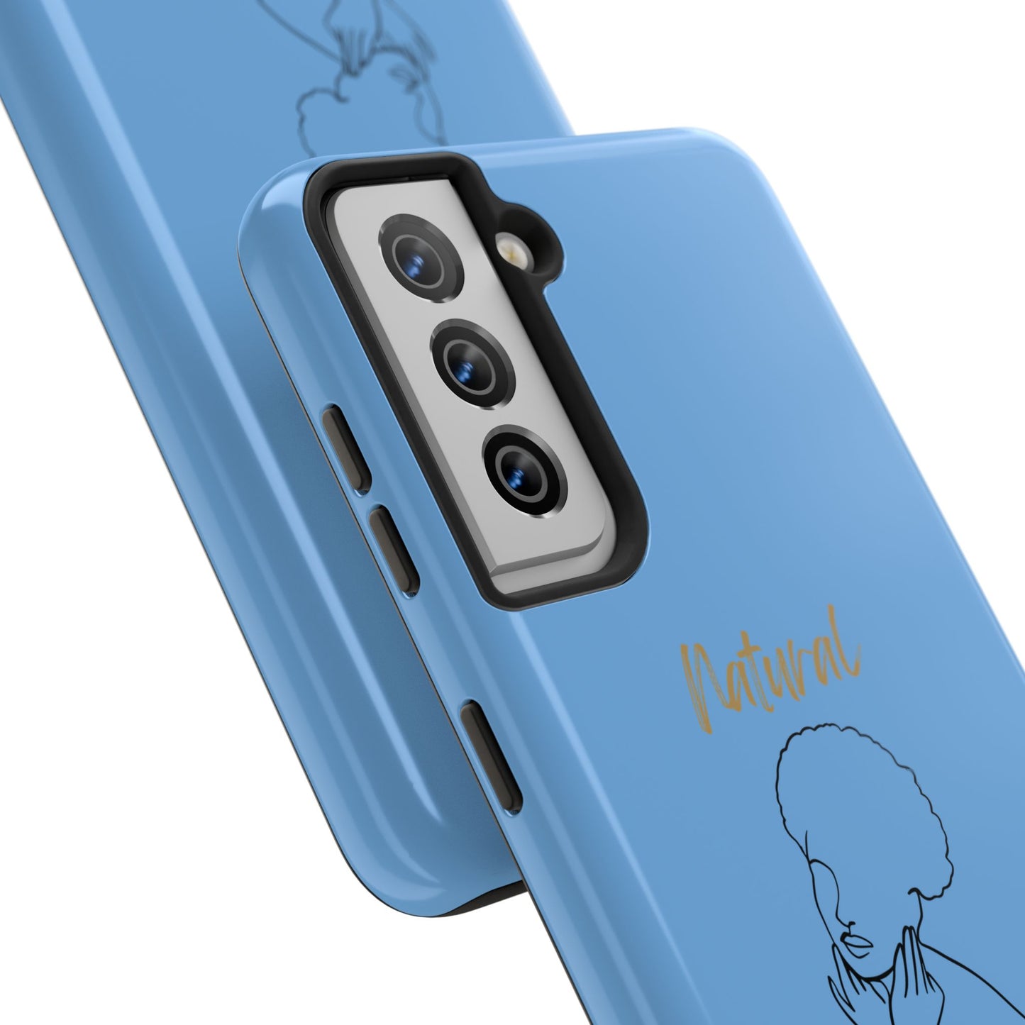 Natural Woman Cute Afro (BL)Tough Phone Cases LIGHT BLUE