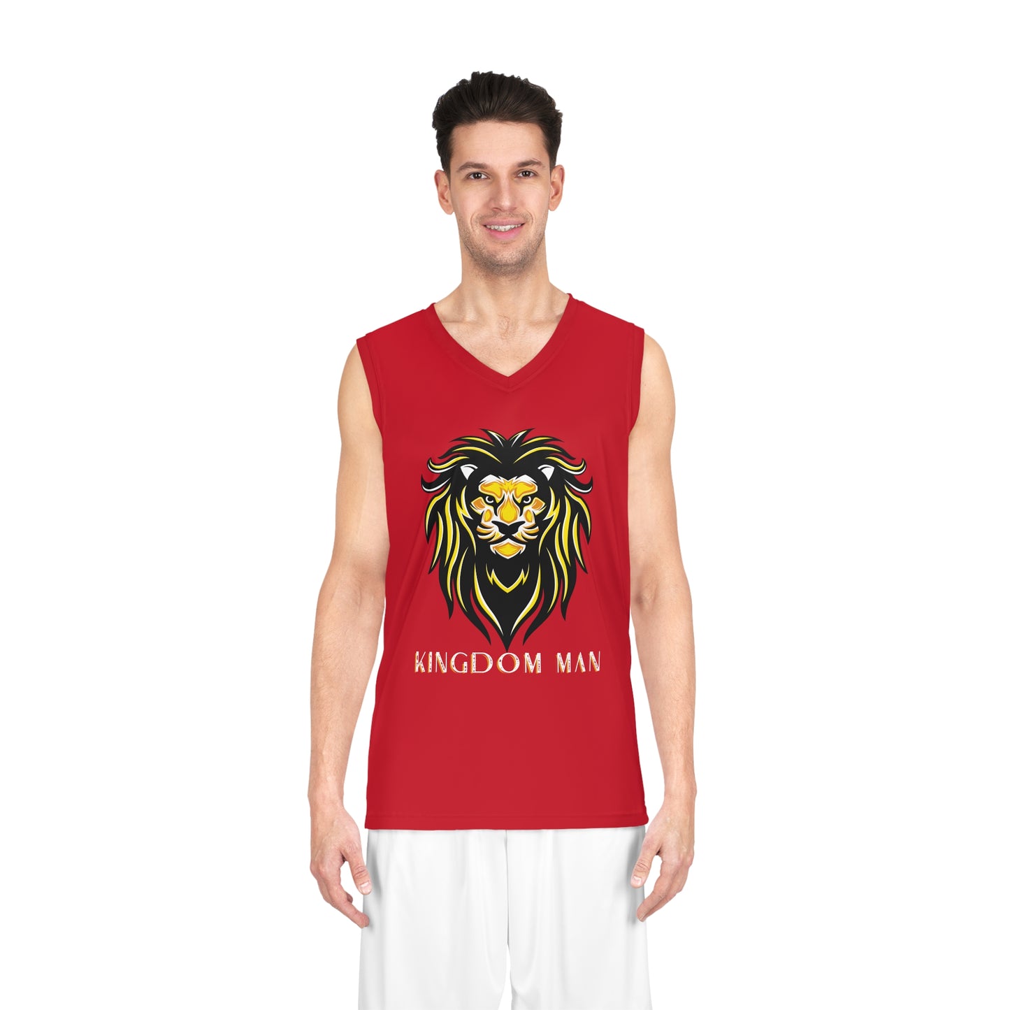 Kingdom Man (Gold) Basketball Jersey DARK RED
