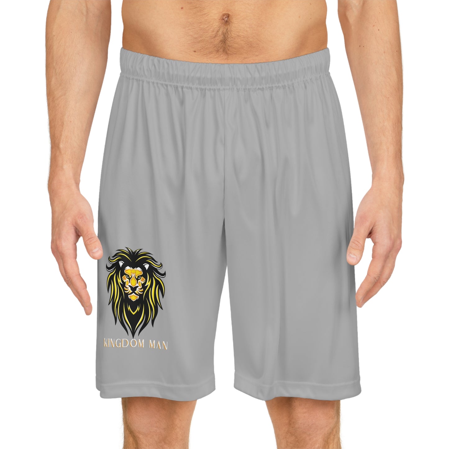 Kingdom Man (White/Gold) Basketball Shorts LIGHT GREY
