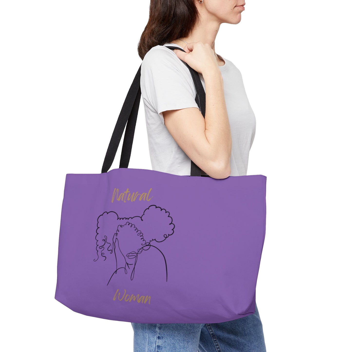 Natural Woman Twin Puffs (BL) Weekender Tote Bag LIGHT PURPLE
