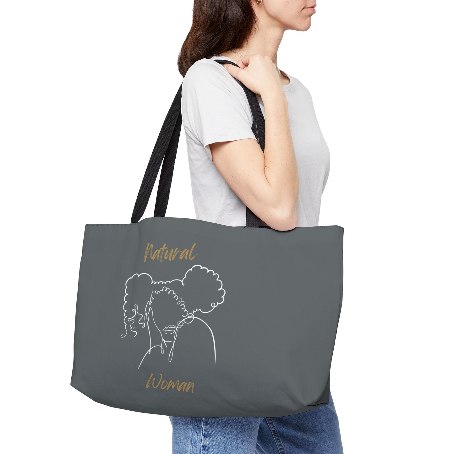 Natural Woman Twin Puffs (WL) Weekender Tote Bag DARK GREY