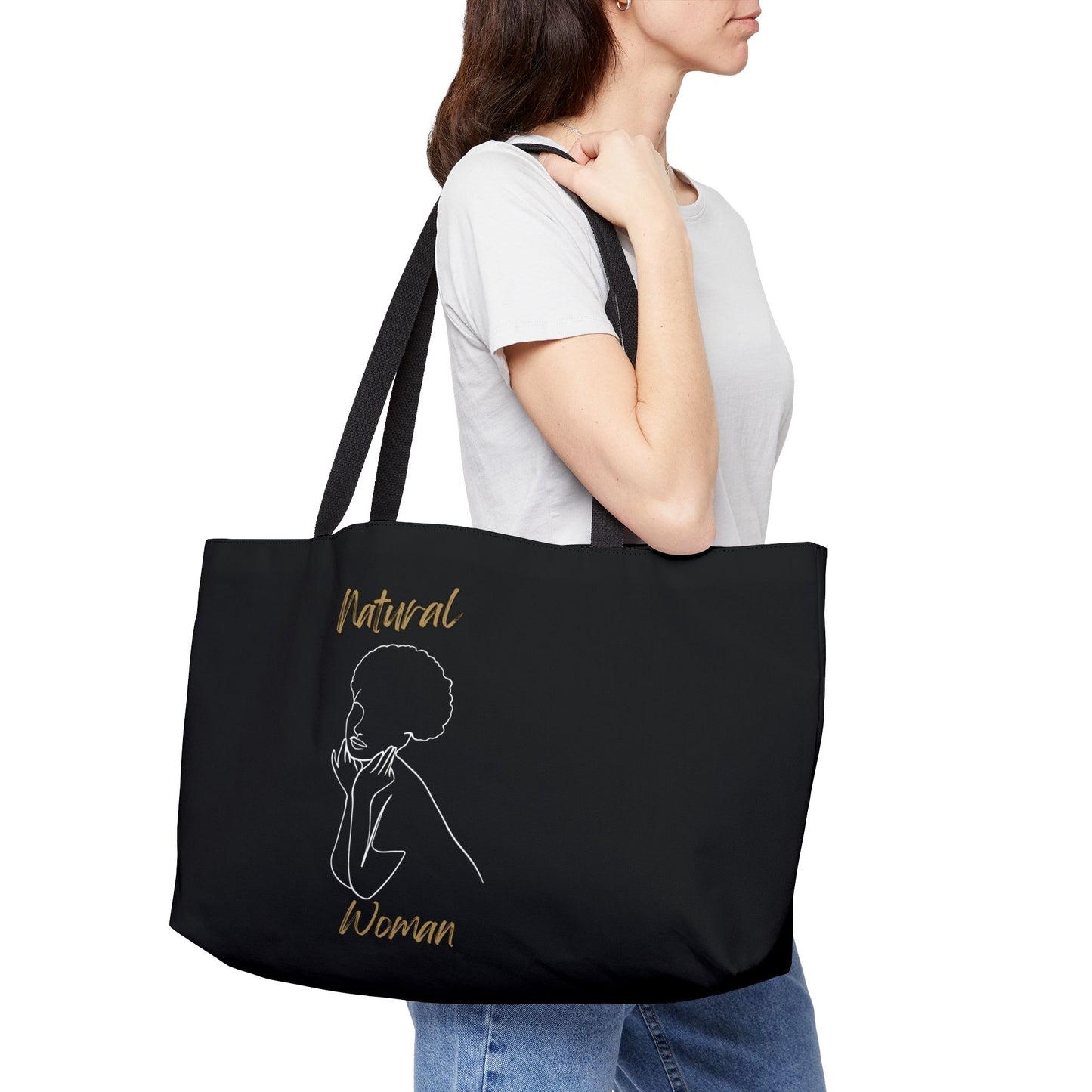Natural Woman Cute Afro (WL) Weekender Tote Bag BLACK