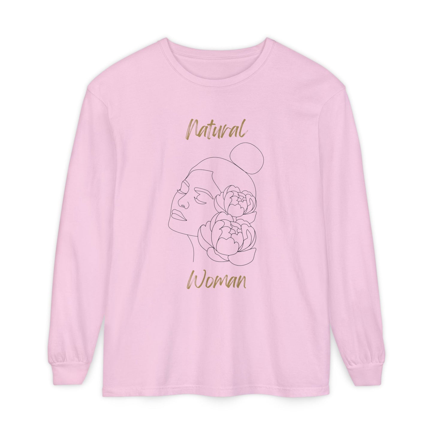 Natural Woman Bun & Flower (BL) Long Sleeve T-Shirt