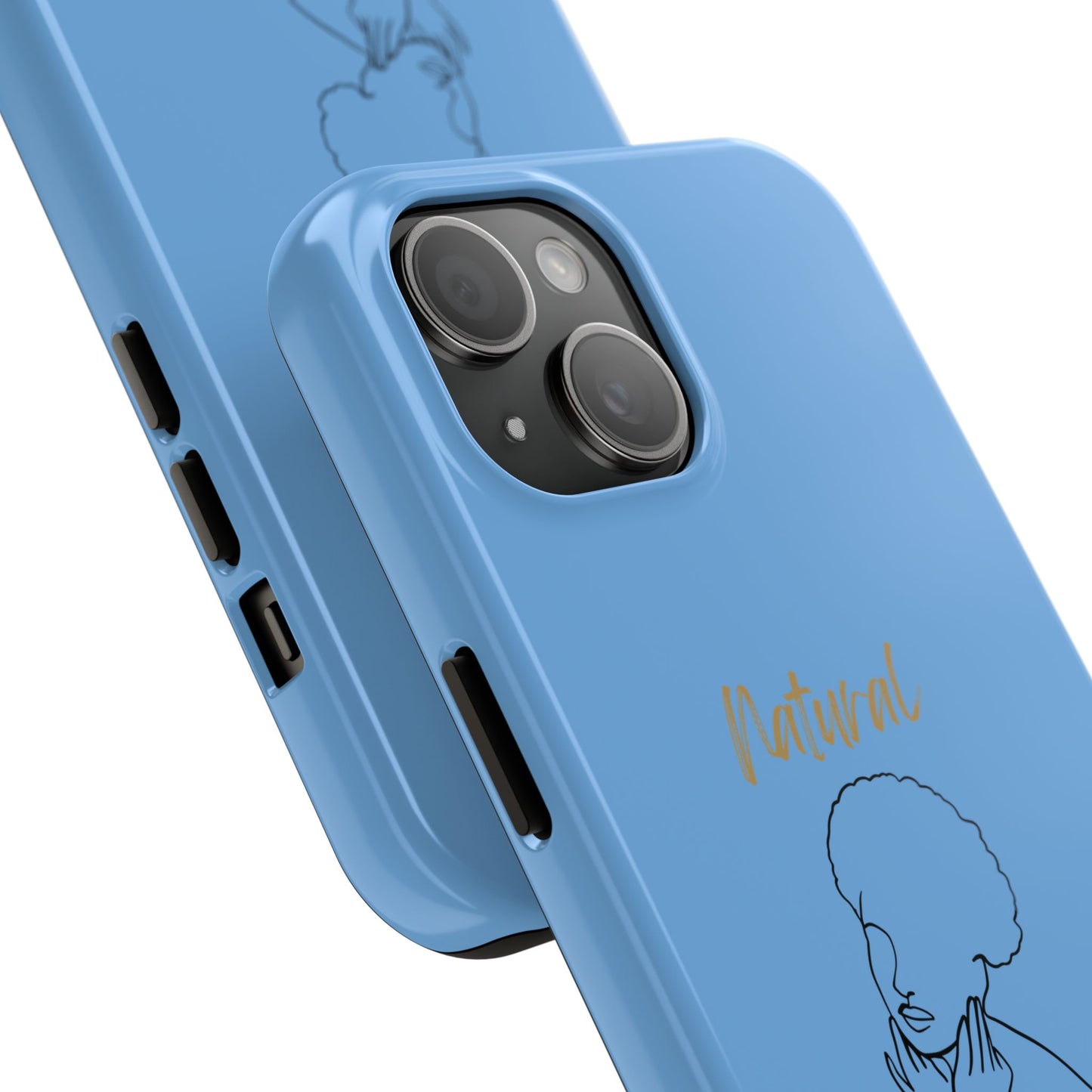 Natural Woman Cute Afro (BL)Tough Phone Cases LIGHT BLUE