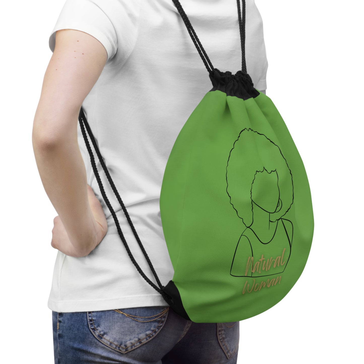 Natural Woman Afro (BL) Drawstring Bag GREEN