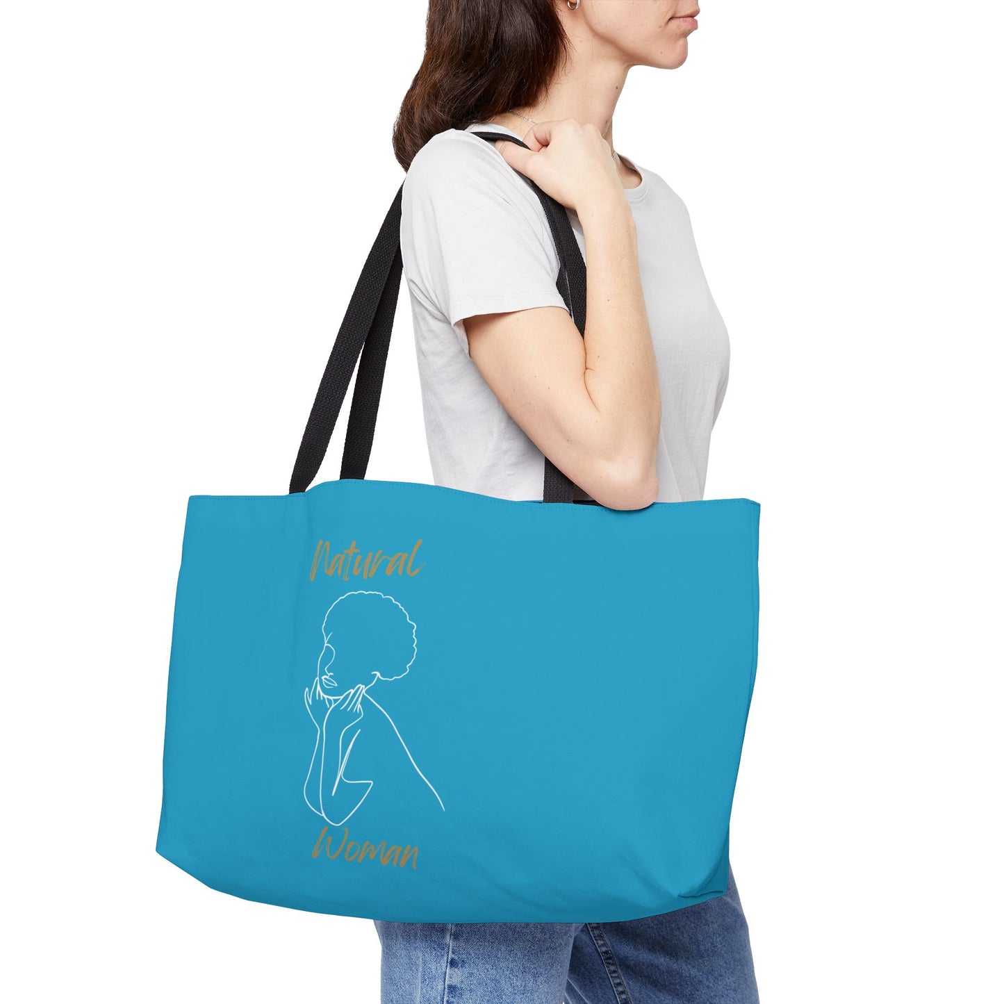 Natural Woman Cute Afro (WL) Weekender Tote Bag TURQUOISE