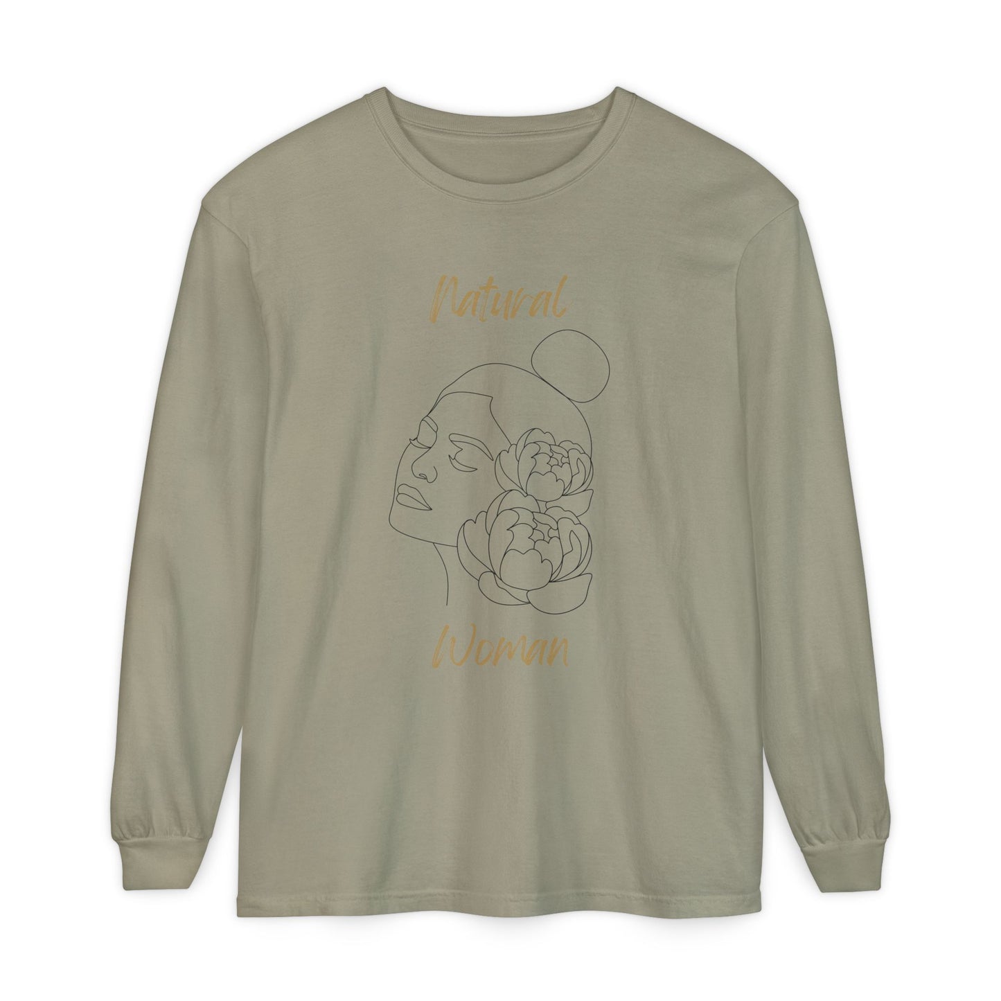Natural Woman Bun & Flower (BL) Long Sleeve T-Shirt