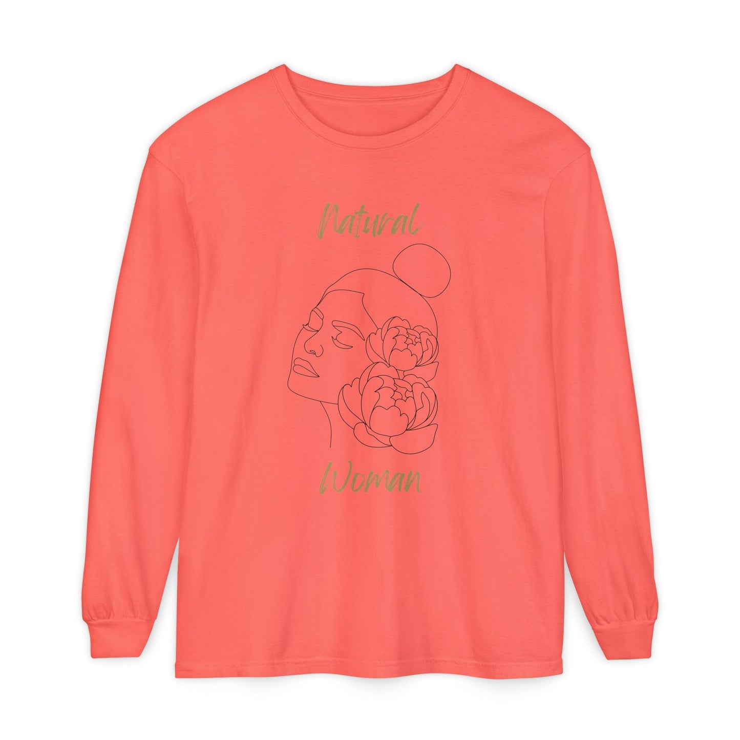 Natural Woman Bun & Flower (BL) Long Sleeve T-Shirt