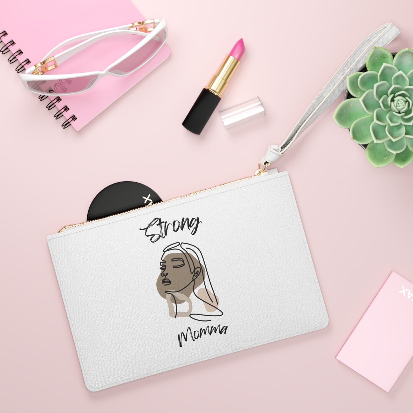 Strong Momma (BL) Clutch Bag WHITE