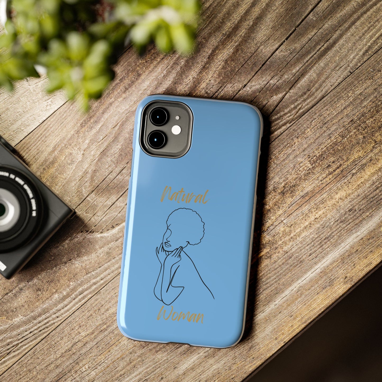 Natural Woman Cute Afro (BL)Tough Phone Cases LIGHT BLUE