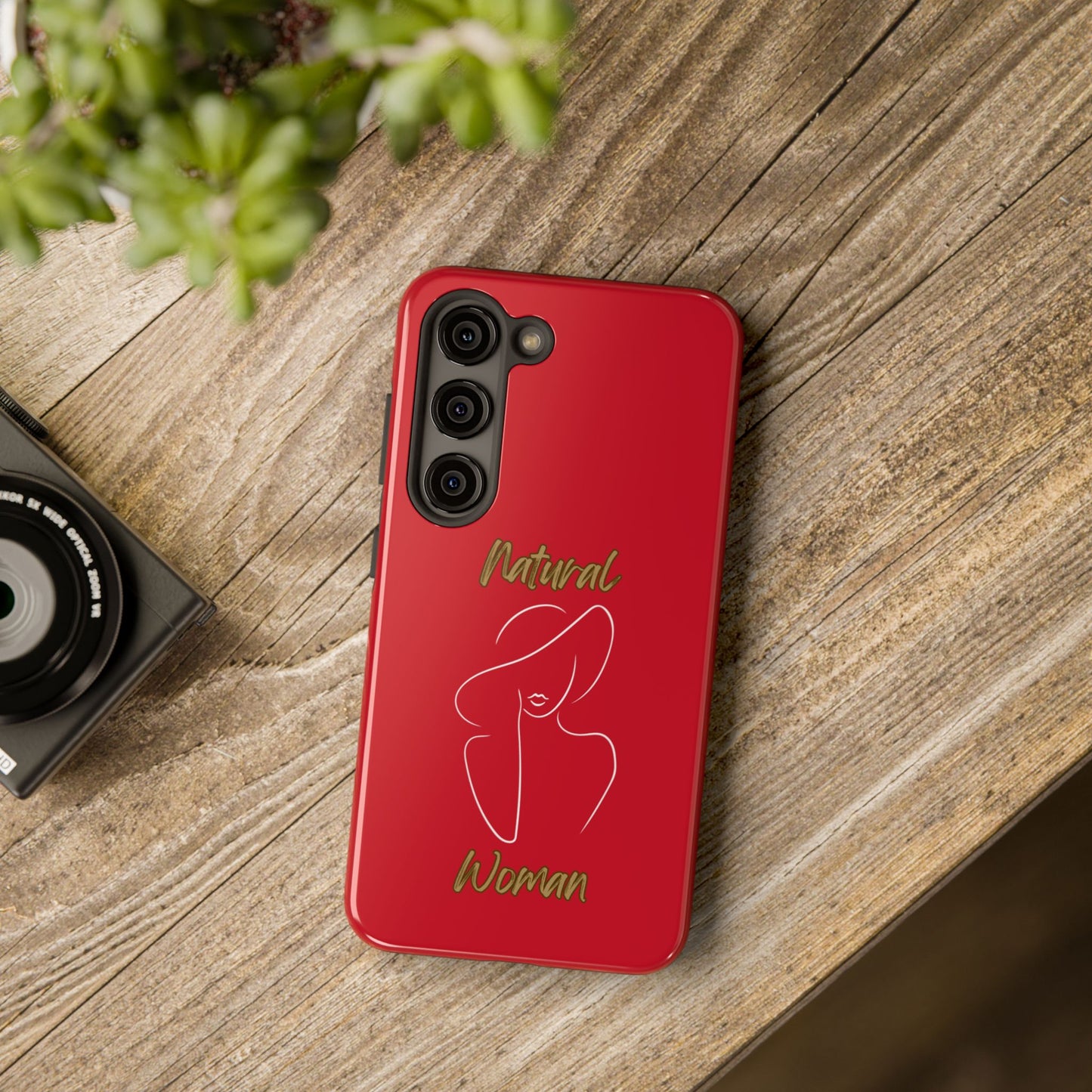 Natural Woman Sun Hat (WL) Tough Phone Cases DARK RED
