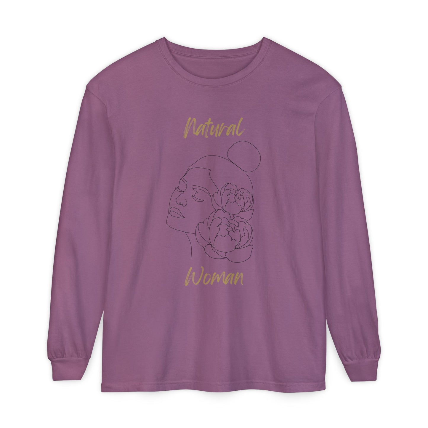 Natural Woman Bun & Flower (BL) Long Sleeve T-Shirt
