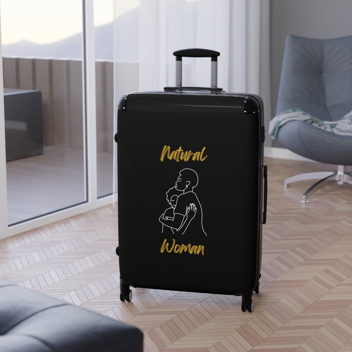Natural Woman Safe With Momma (WL) Suitcase BLACK