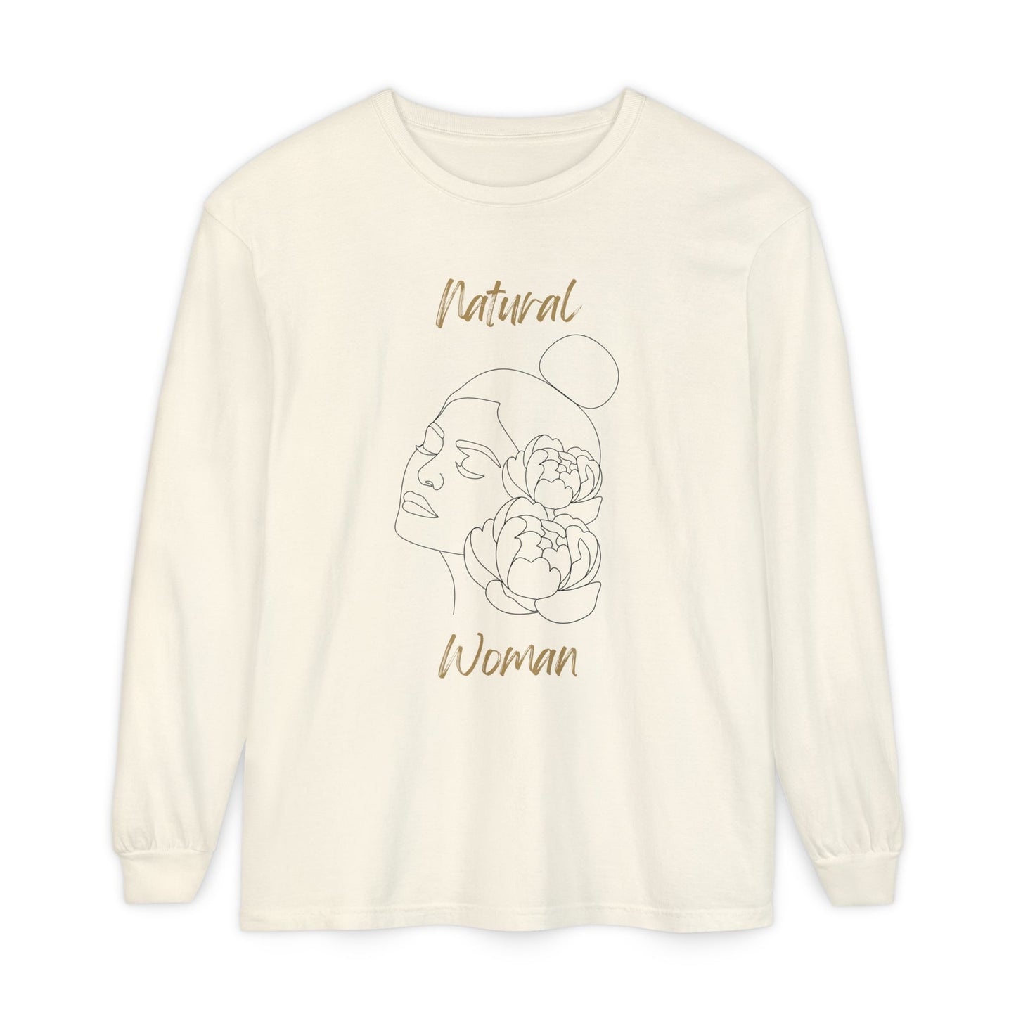 Natural Woman Bun & Flower (BL) Long Sleeve T-Shirt