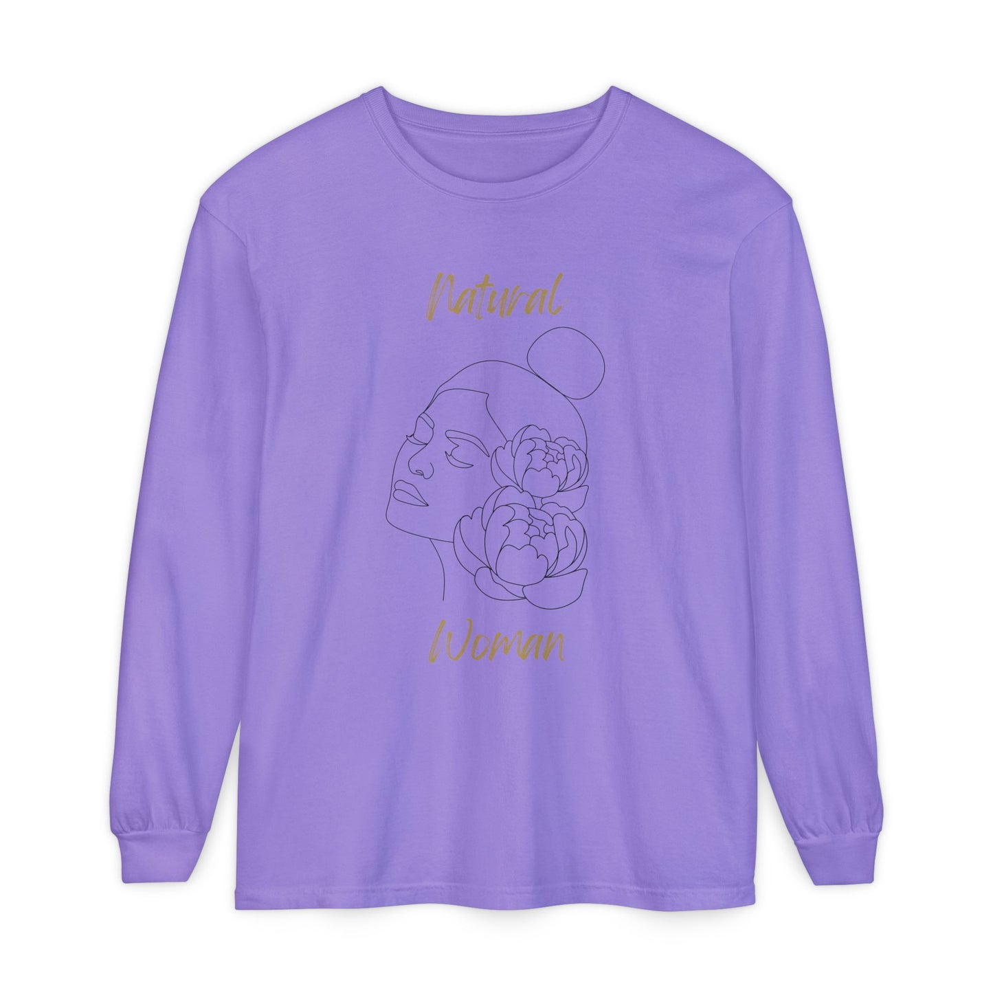 Natural Woman Bun & Flower (BL) Long Sleeve T-Shirt