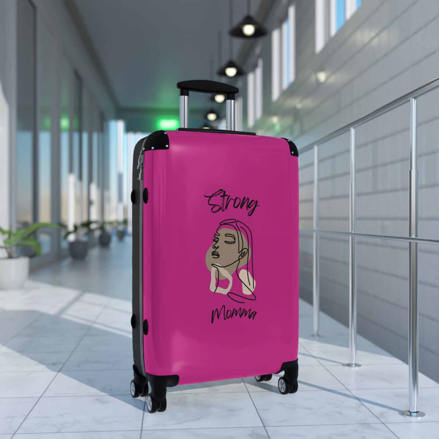 Strong Momma (BL) Luggage Bags PINK