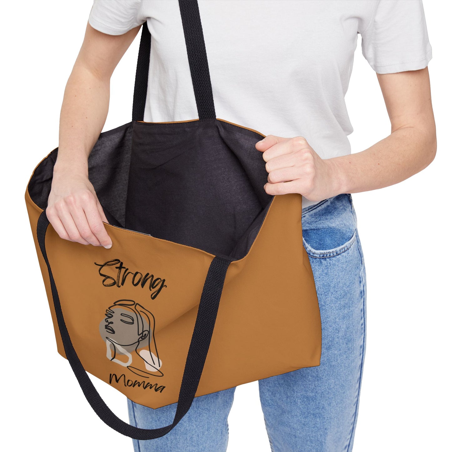 Strong Momma (BL) Weekender Tote Bag LIGHT BROWN
