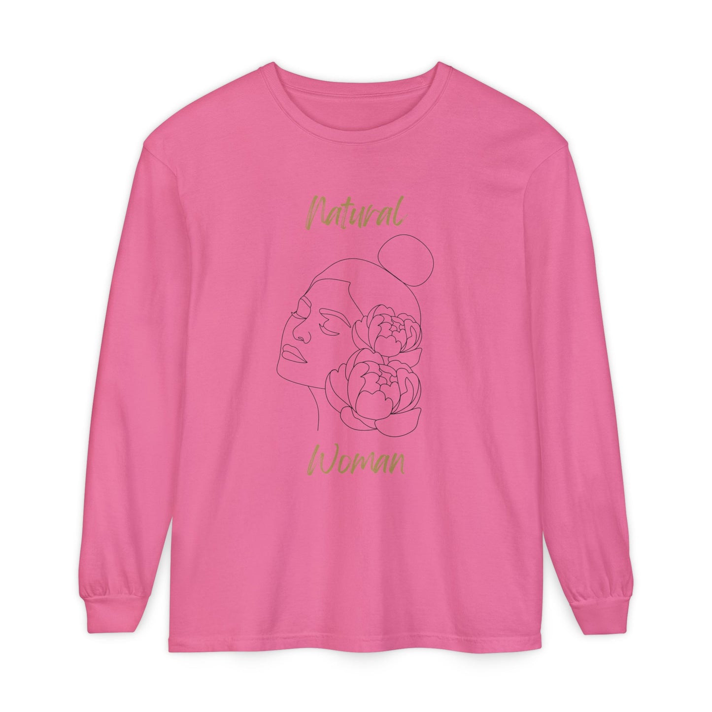 Natural Woman Bun & Flower (BL) Long Sleeve T-Shirt