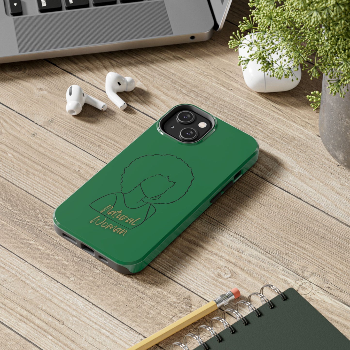 Natural Woman Afro (BL) Tough Phone Case DARK GREEN
