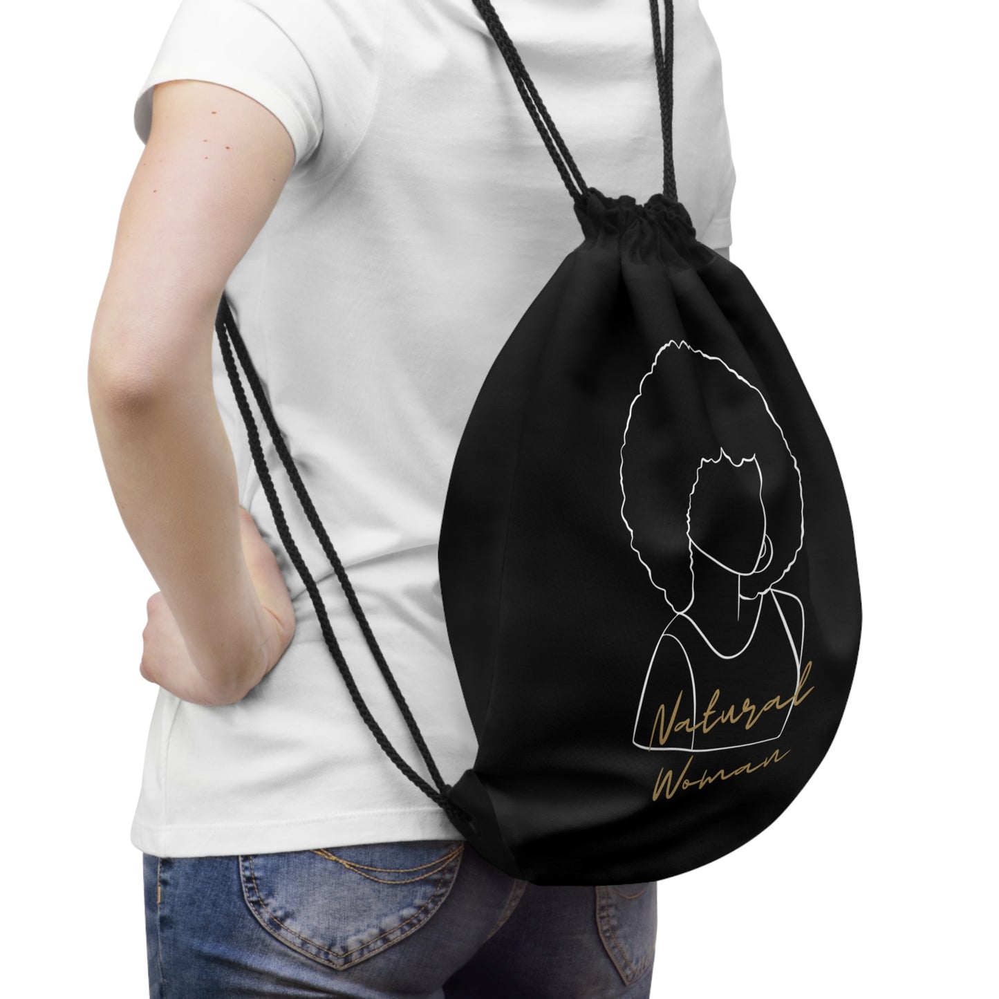 Natural Woman Afro (WL) Drawstring Bag BLACK