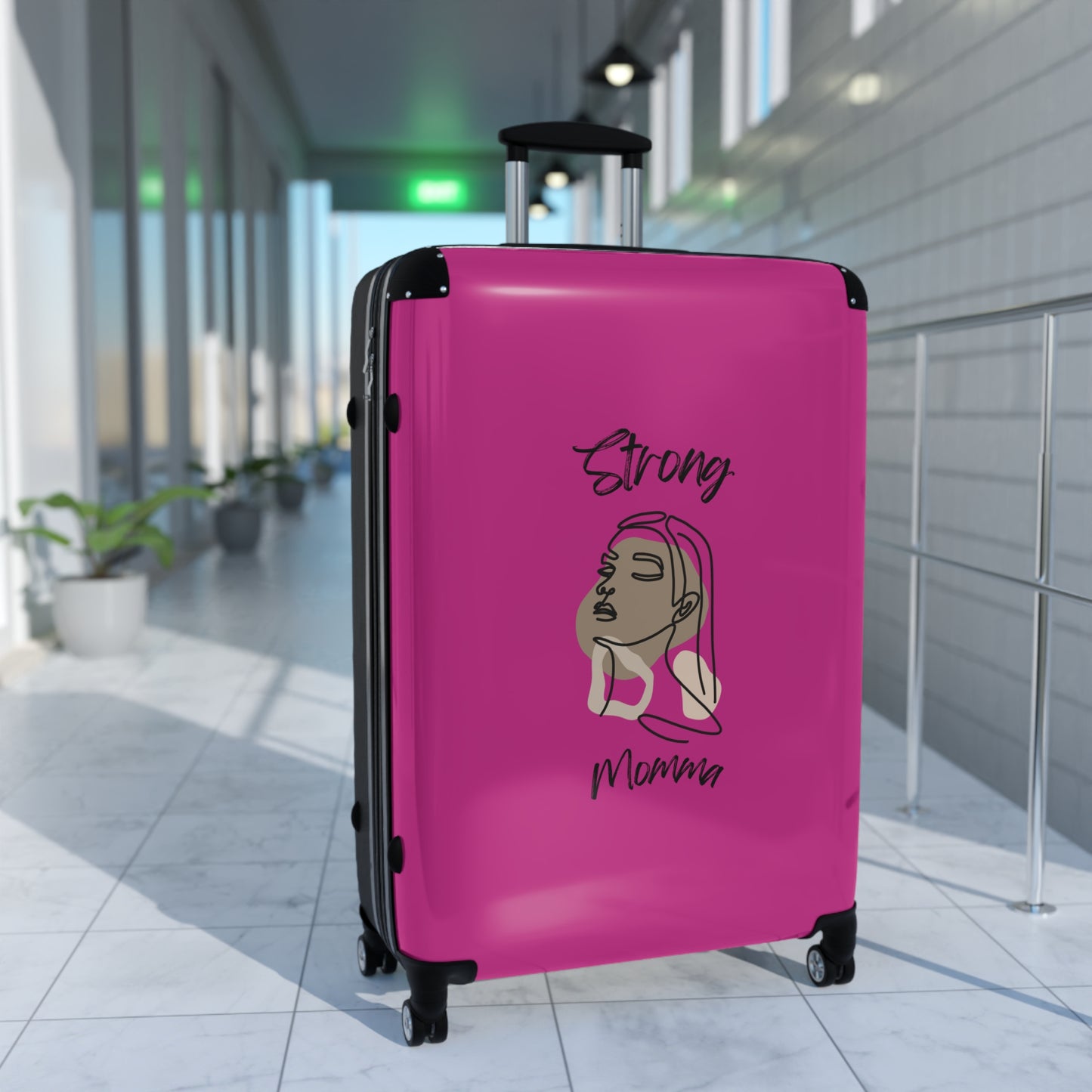 Strong Momma (BL) Luggage Bags PINK