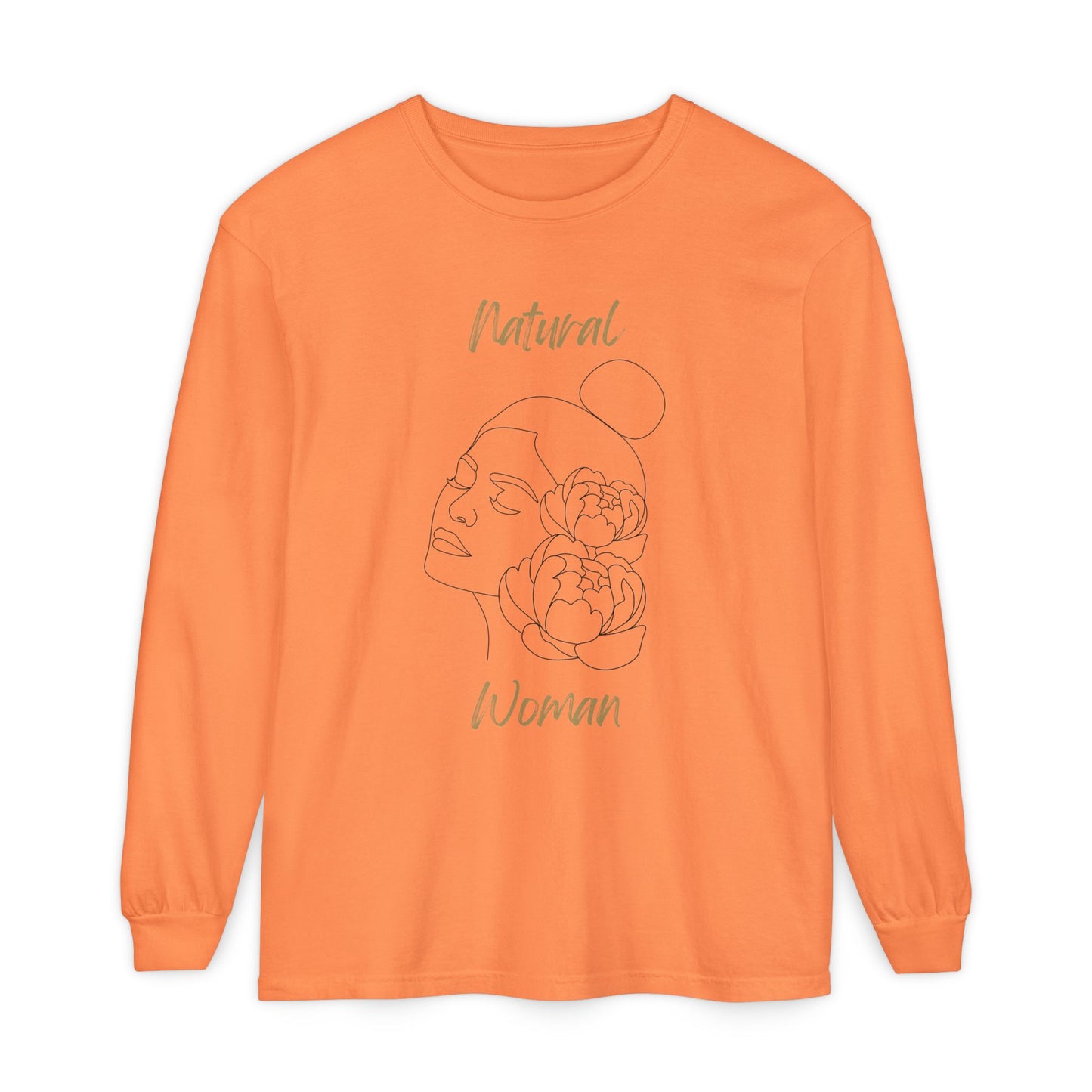 Natural Woman Bun & Flower (BL) Long Sleeve T-Shirt