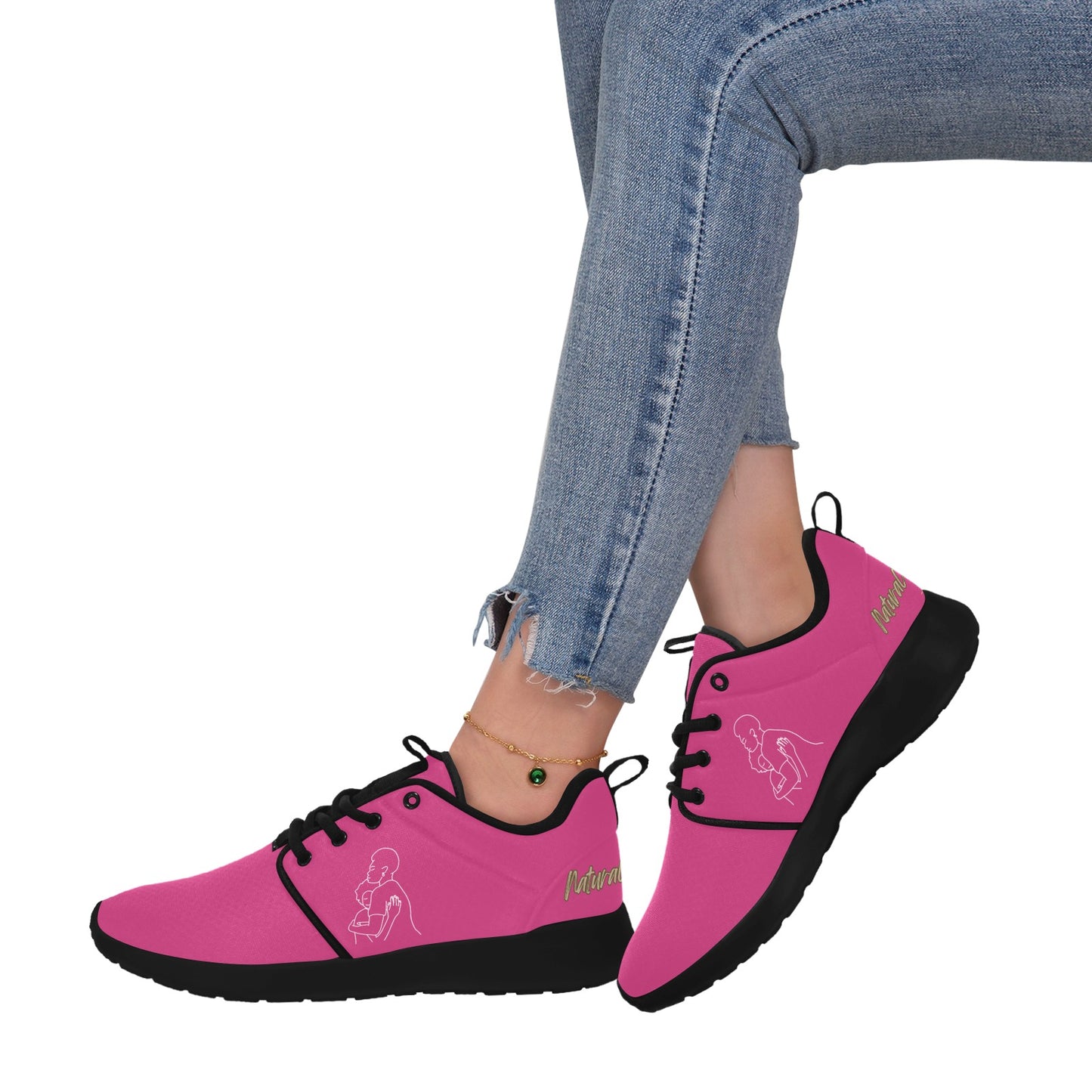 Natural Woman SAFE WITH MOMMA (WL) NEON PINK w/ Sole Sneakers