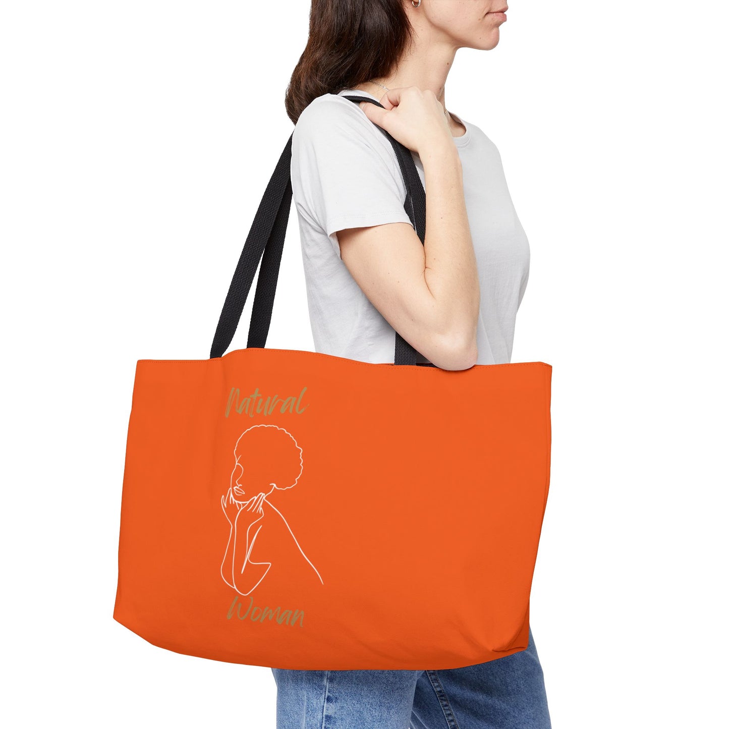 Natural Woman Cute Afro (WL) Weekender Tote Bag ORANGE
