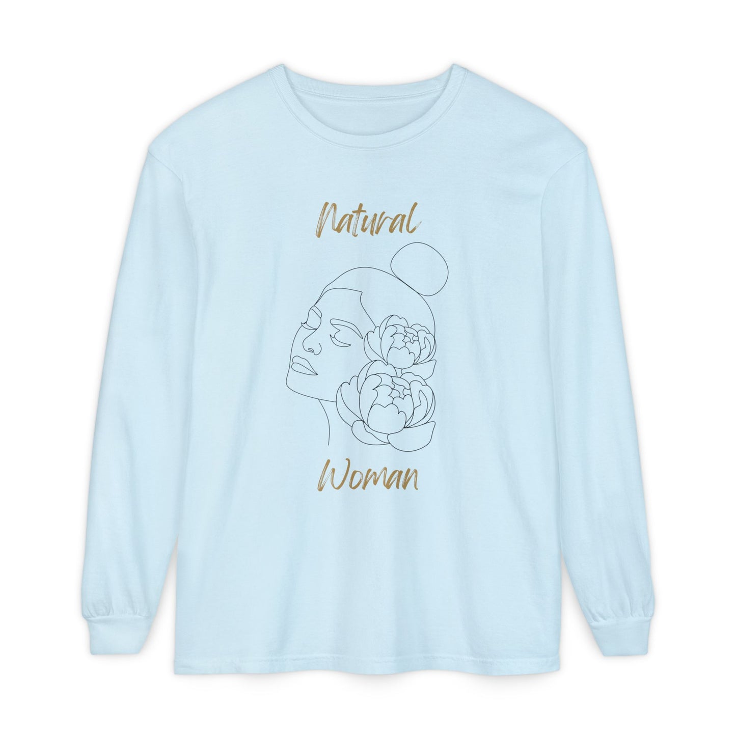 Natural Woman Bun & Flower (BL) Long Sleeve T-Shirt