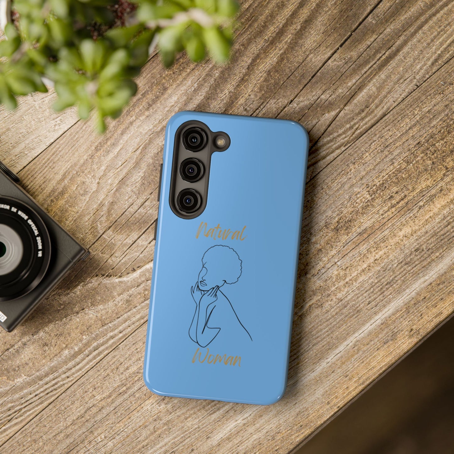 Natural Woman Cute Afro (BL)Tough Phone Cases LIGHT BLUE