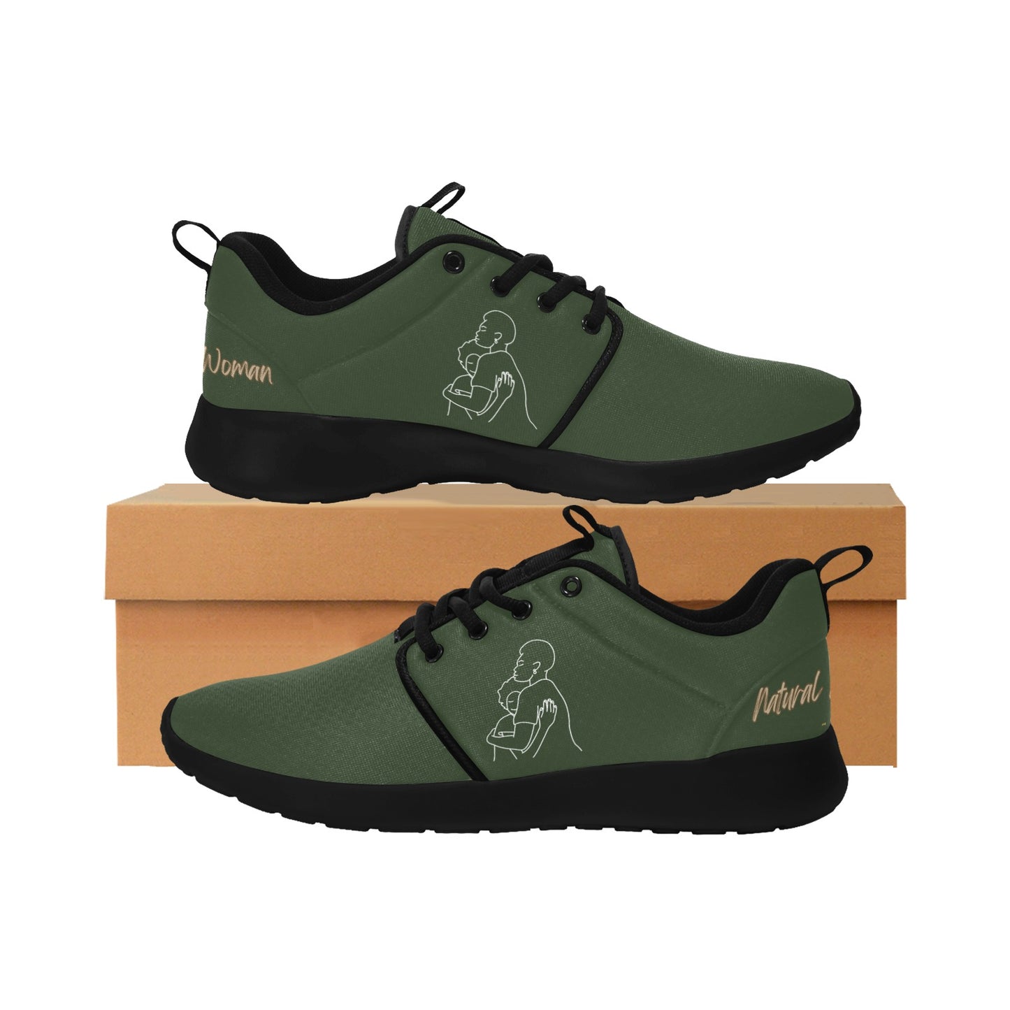 Natural Woman SAFE WITH MOMMA (WL) DARK GREEN w/ Sole Sneakers