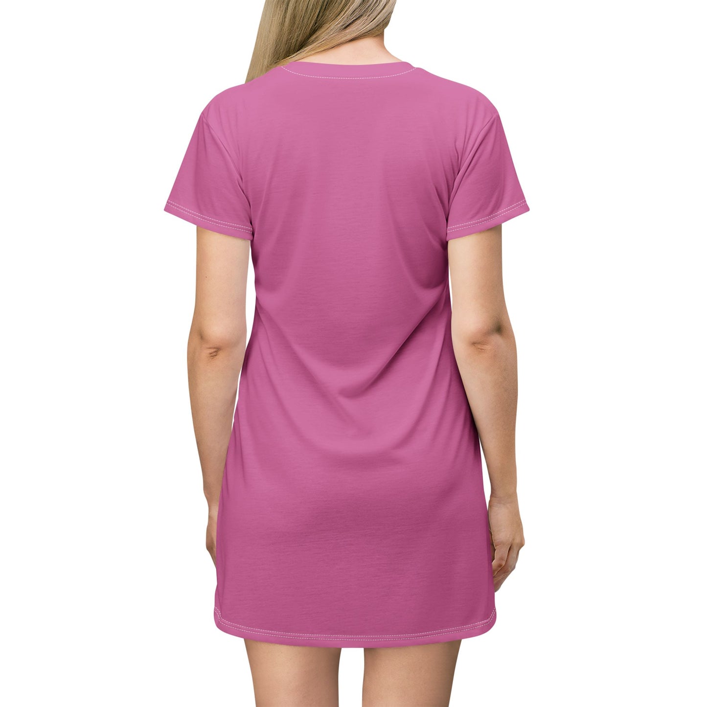 Strong Momma T-Shirt Dress (AOP/BL) Light Pink