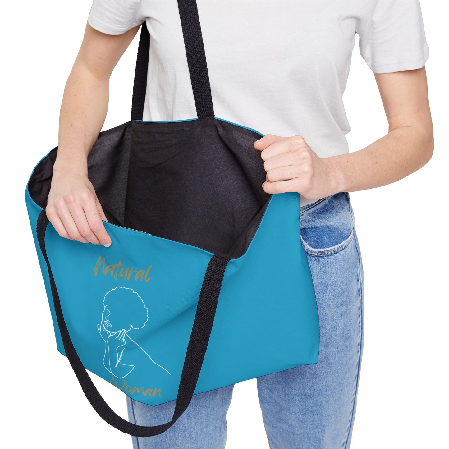 Natural Woman Cute Afro (WL) Weekender Tote Bag TURQUOISE
