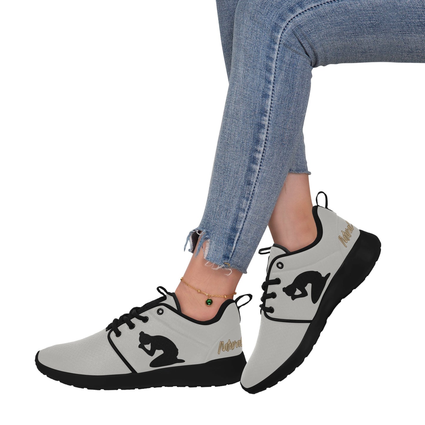 Natural Woman PRAY (BL) GRAY w/ Black Sole Sneakers