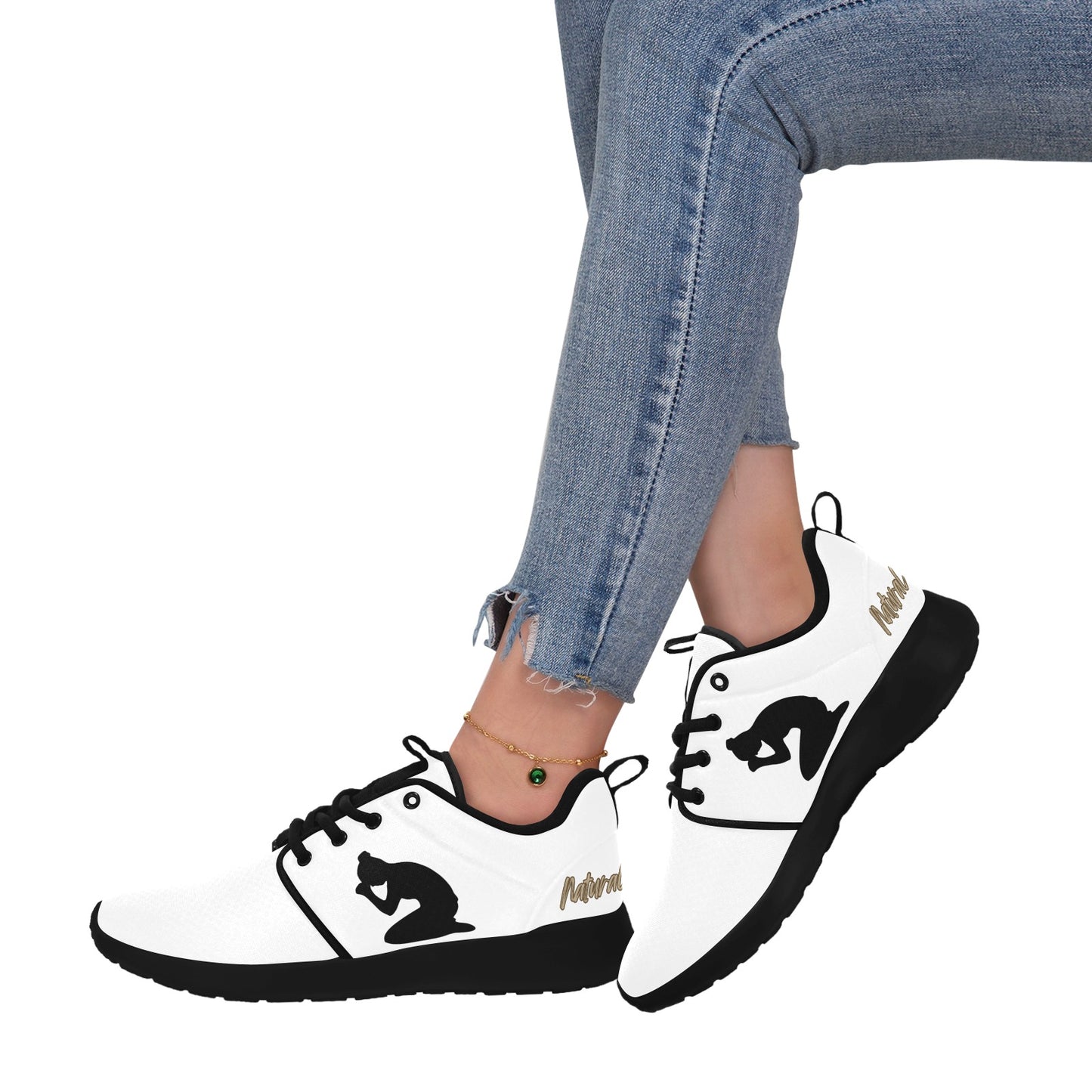 Natural Woman PRAY (BL) WHITE w/ Black Sole Sneakers