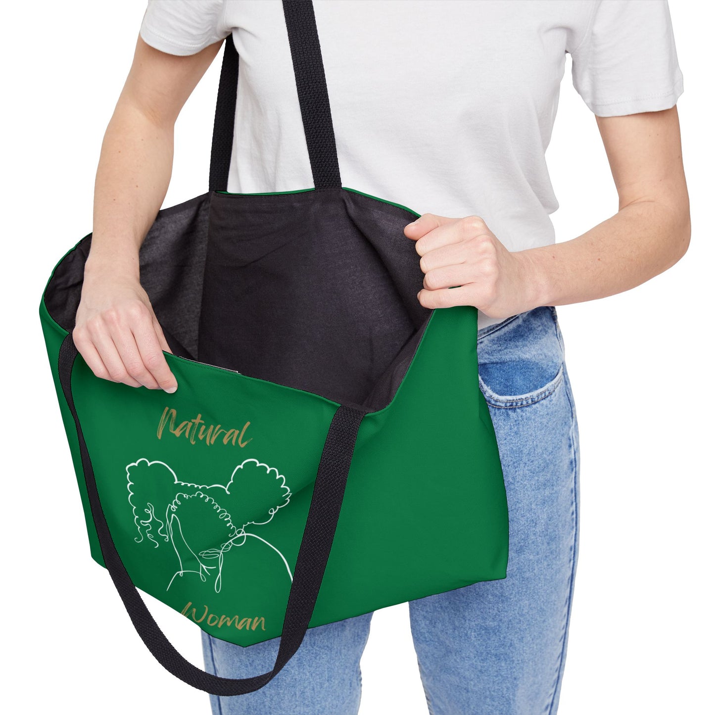 Natural Woman Twin Puffs (WL) Weekender Tote Bag DARK GREEN