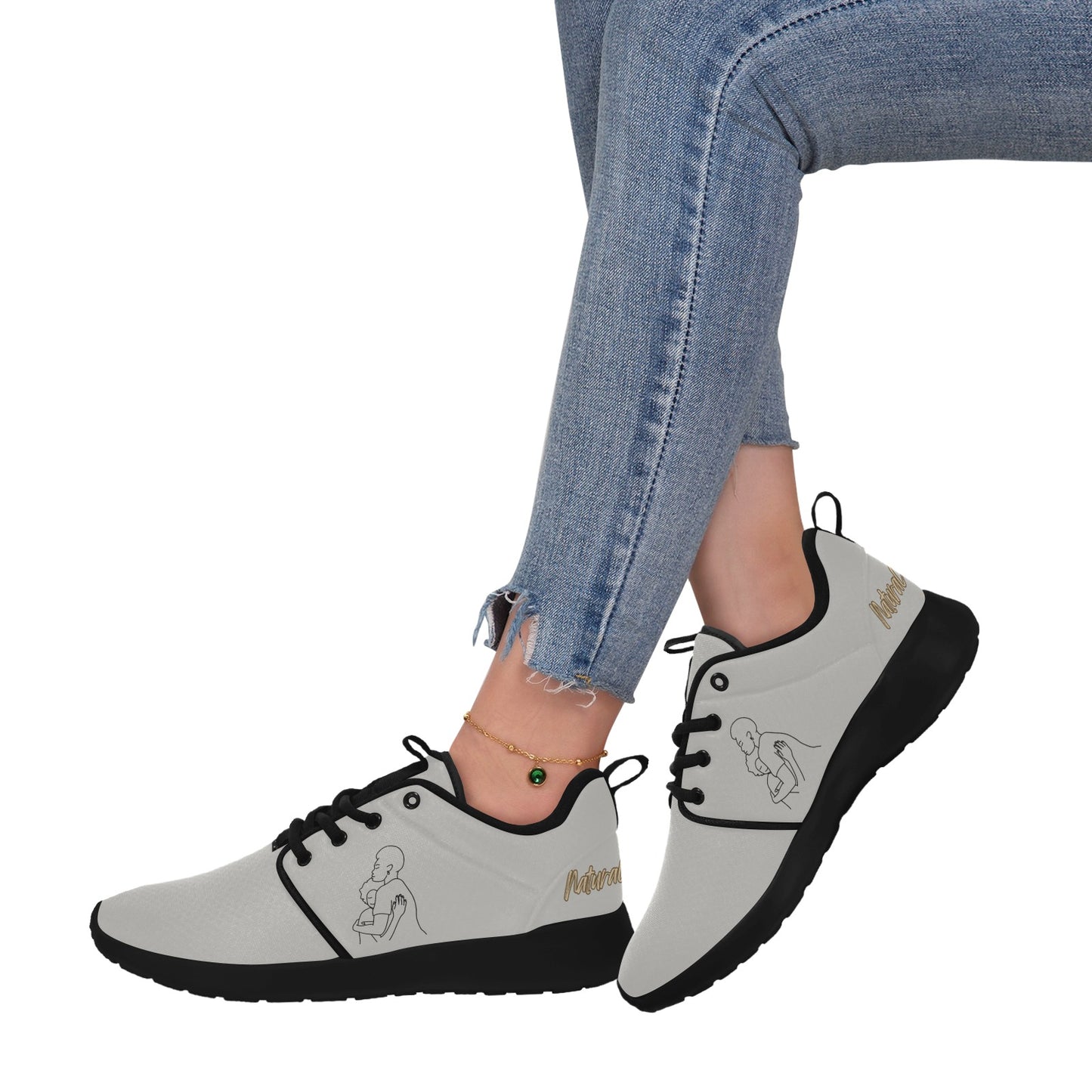 Natural Woman SAFE WITH MOMMA (BL) GRAY w/ Sole Sneakers