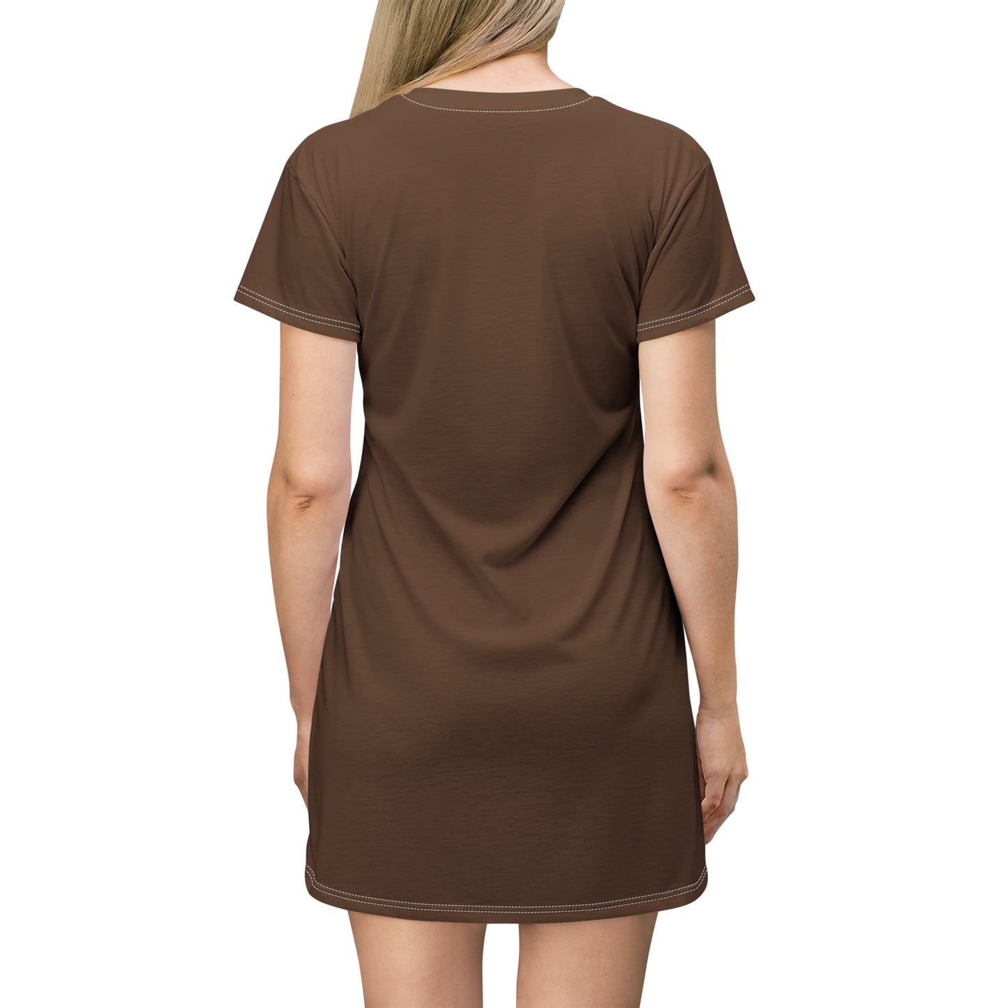 Strong Momma T-Shirt Dress (AOP/BL) Brown