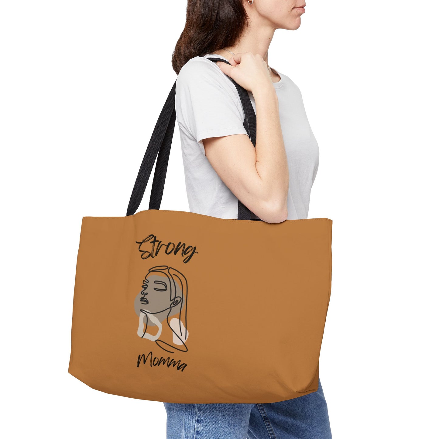 Strong Momma (BL) Weekender Tote Bag LIGHT BROWN