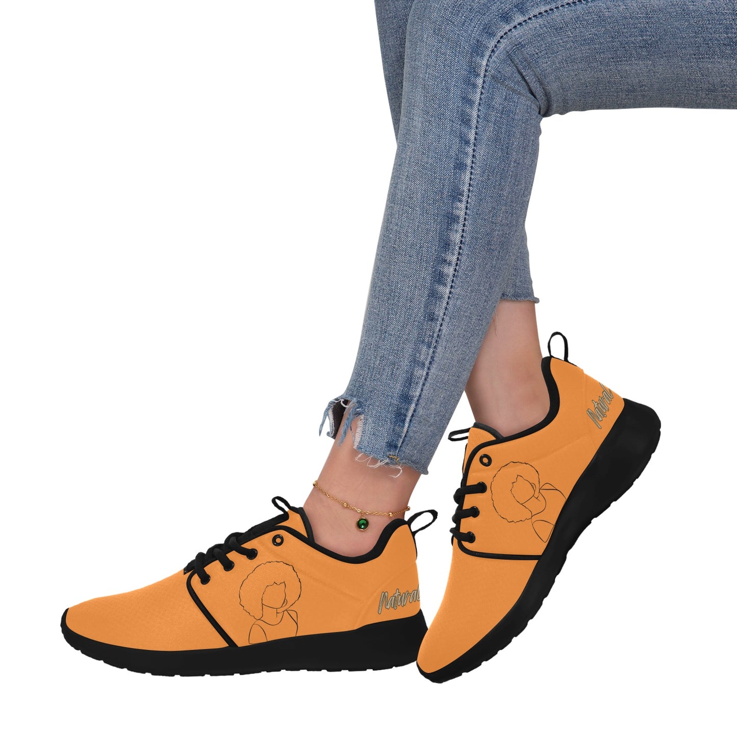 Natural Woman AFRO (BL) ORANGE w/ Black Sole Sneakers