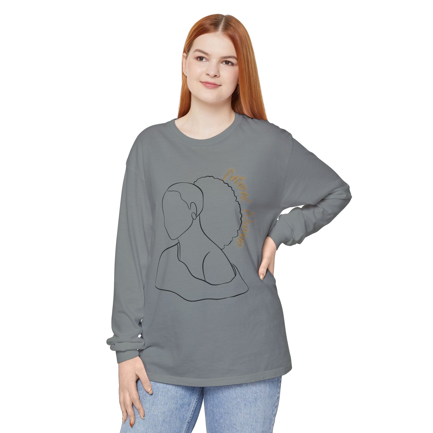 Natural Woman Behind Head Puff (BL) Long Sleeve T-Shirt