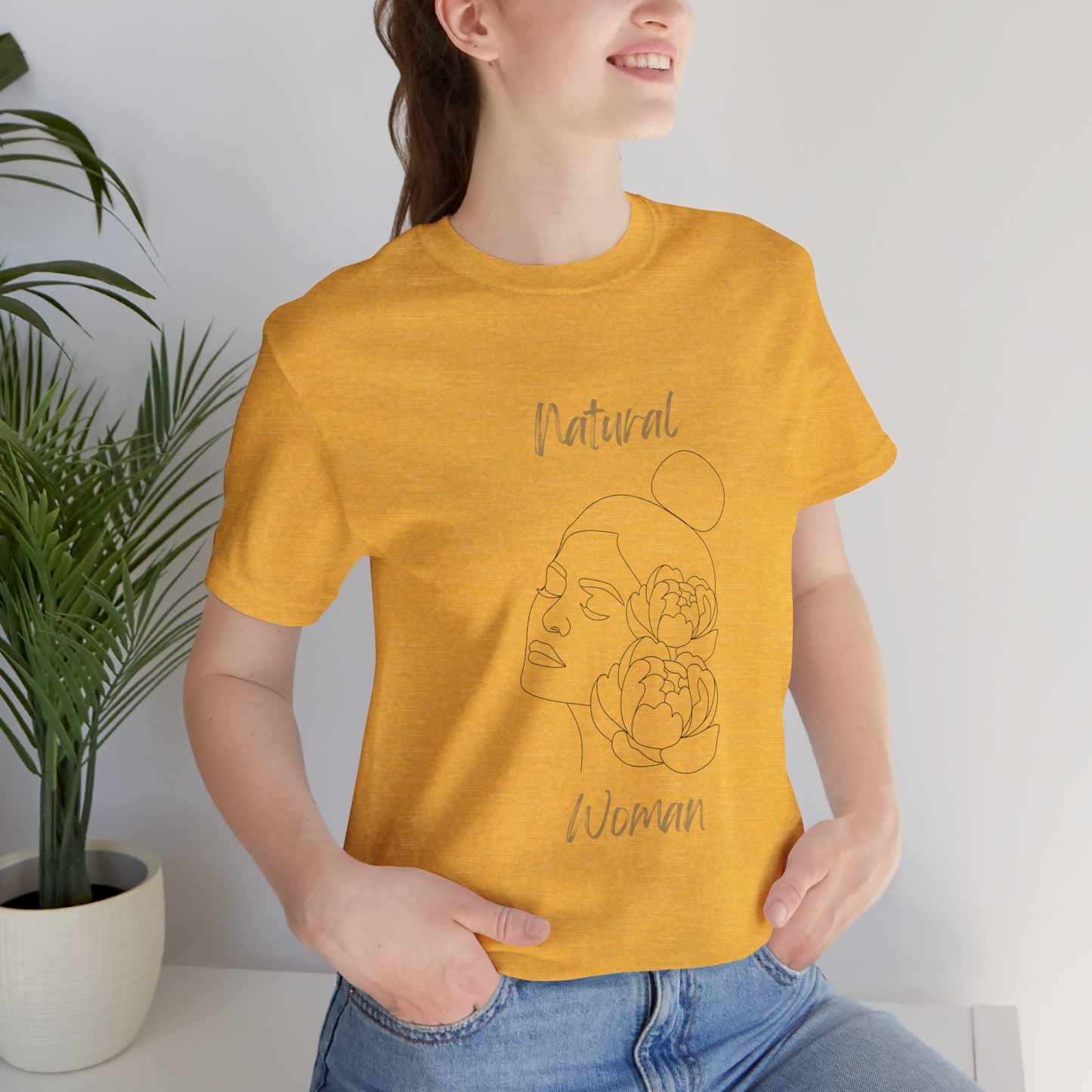 NATURAL WOMAN Bun & Flower Short Sleeve T-Shirt