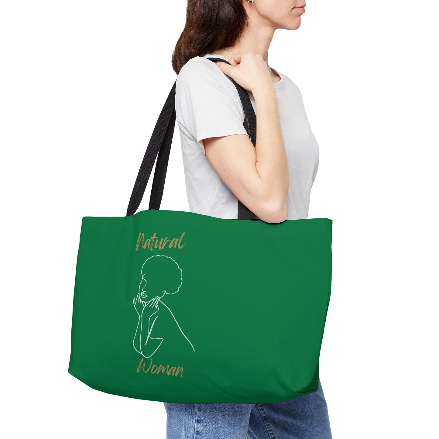 Natural Woman Cute Afro (WL) Weekender Tote Bag DARK GREEN