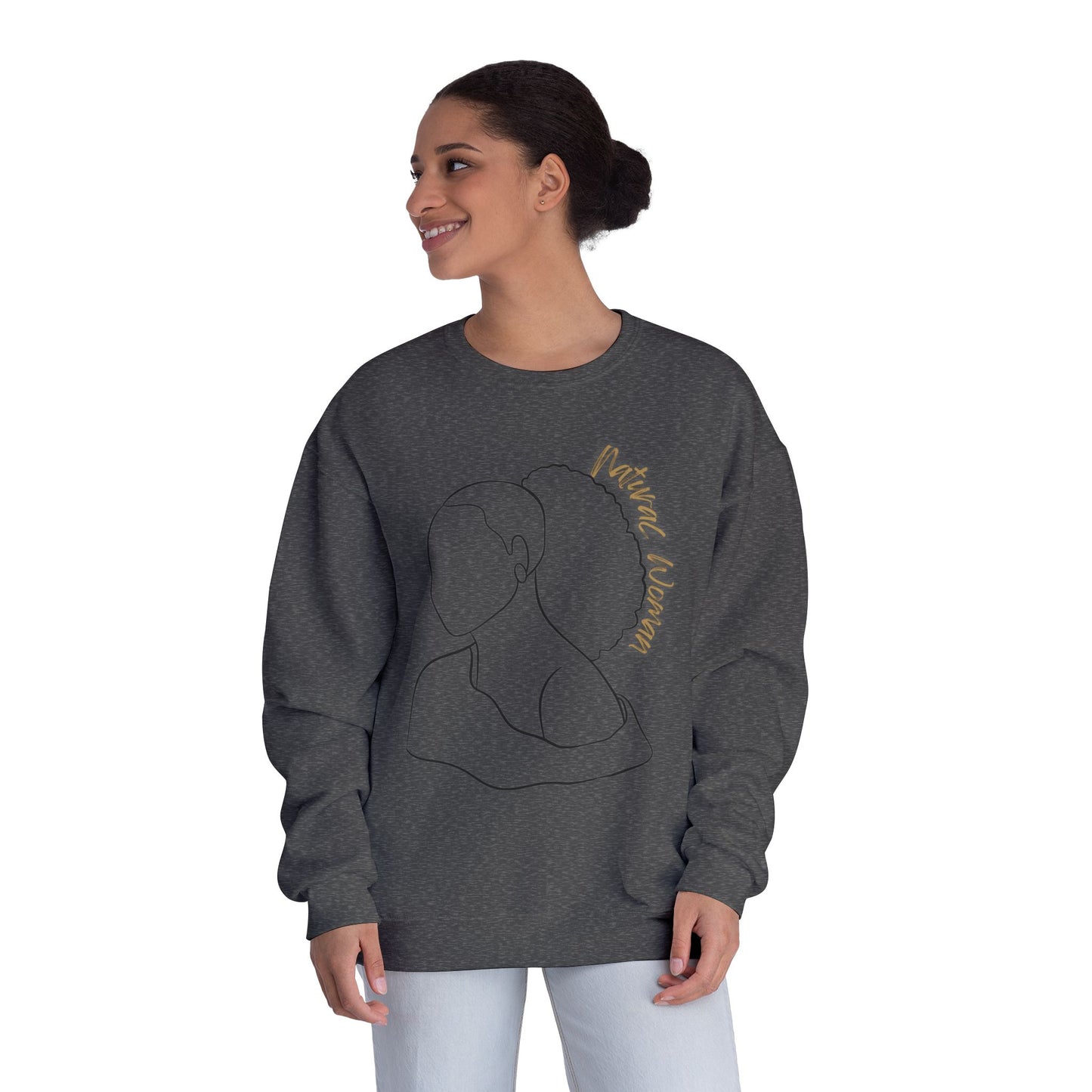 Natural Woman Behind Head Puff (BL) Crewneck Sweatshirt