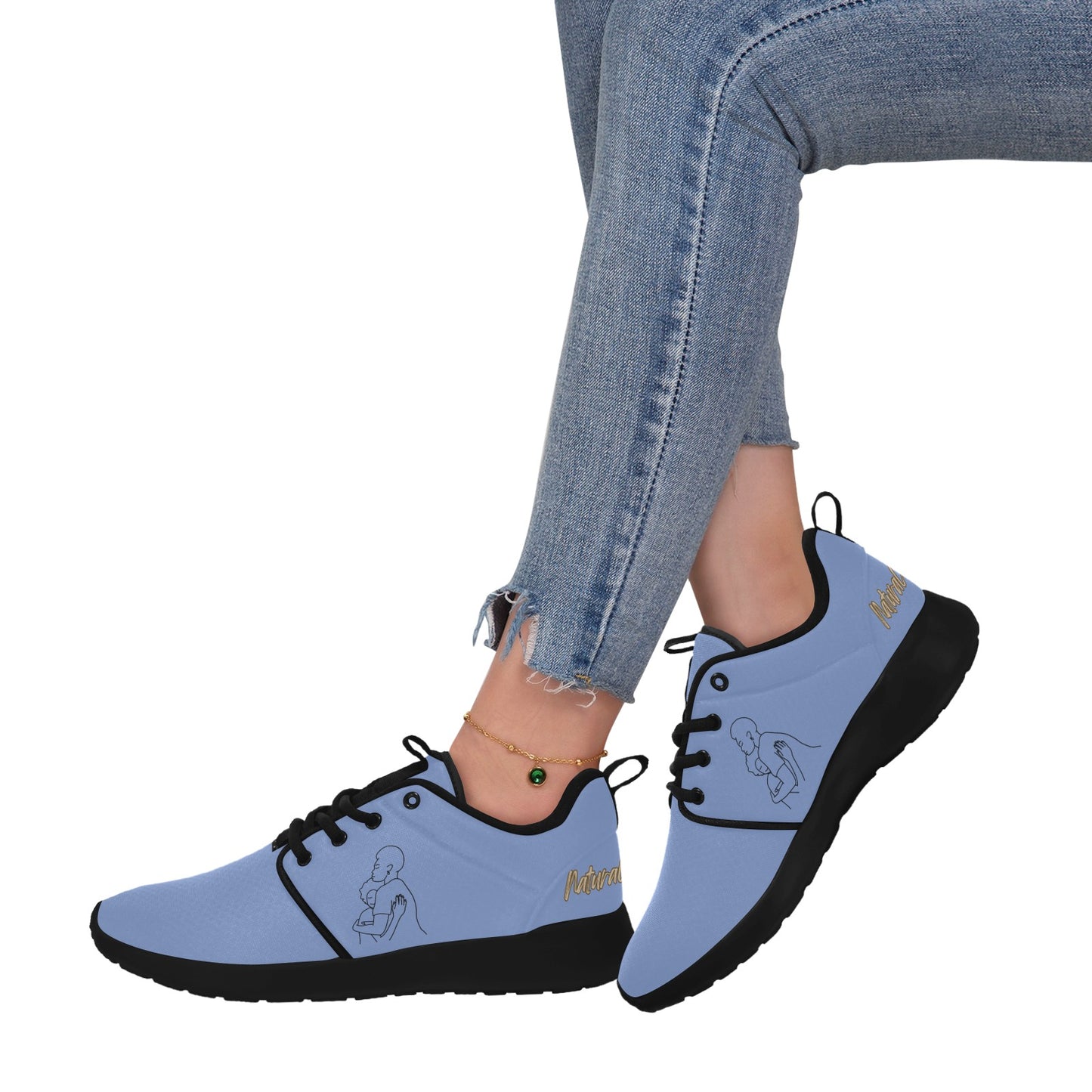 Natural Woman SAFE WITH MOMMA (BL) MEDIUM BLUE w/ Sole Sneakers