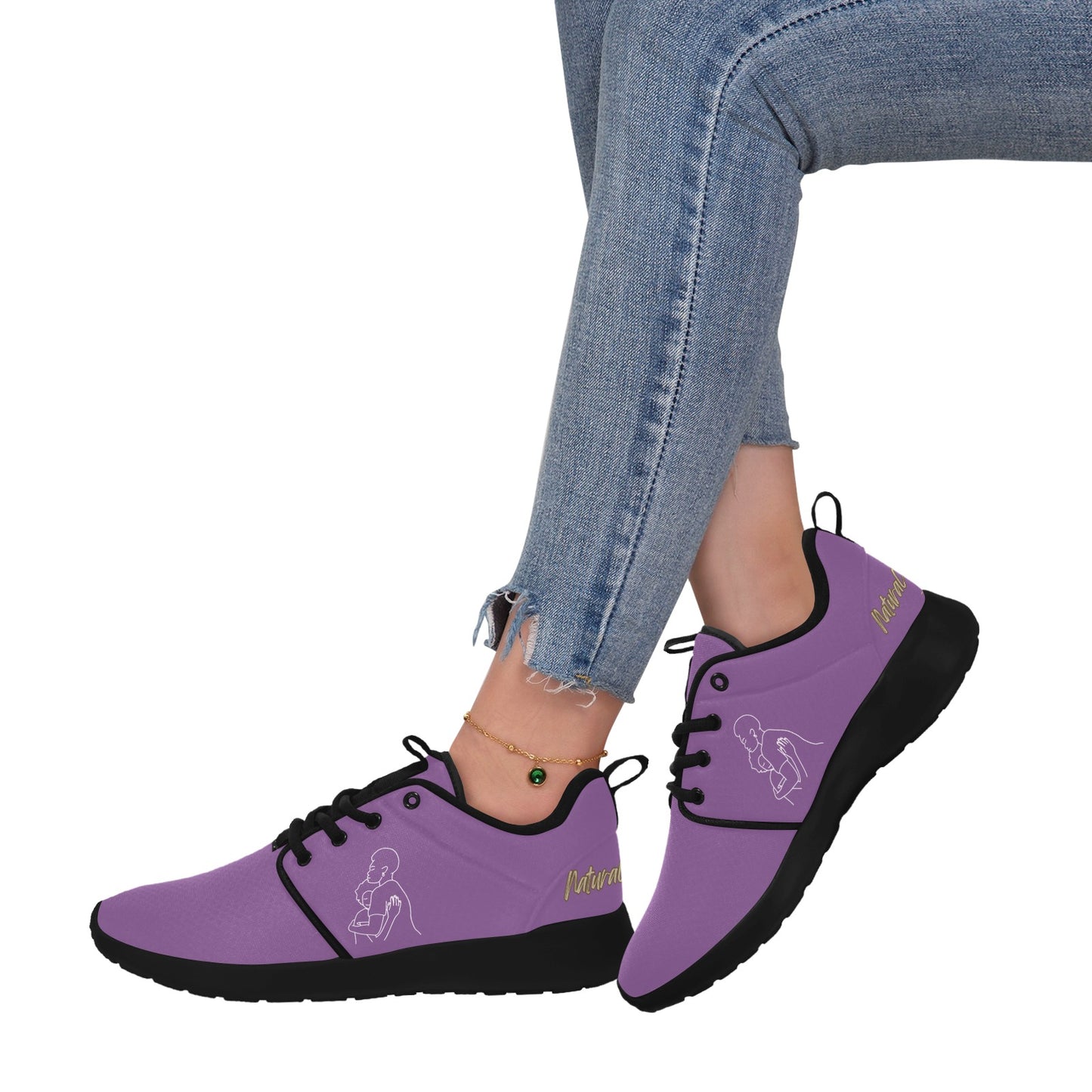 Natural Woman SAFE WITH MOMMA (WL) PURPLE w/ Sole Sneakers