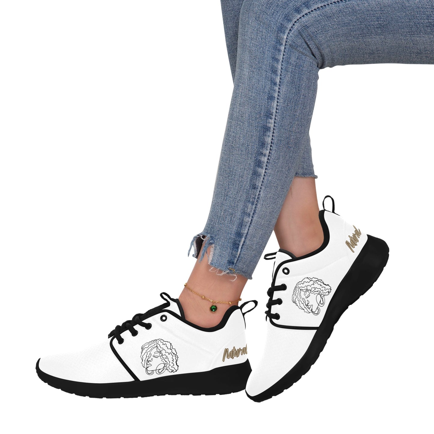 NATURALLY ME (BL) WHITE w/ Black Sole Sneakers