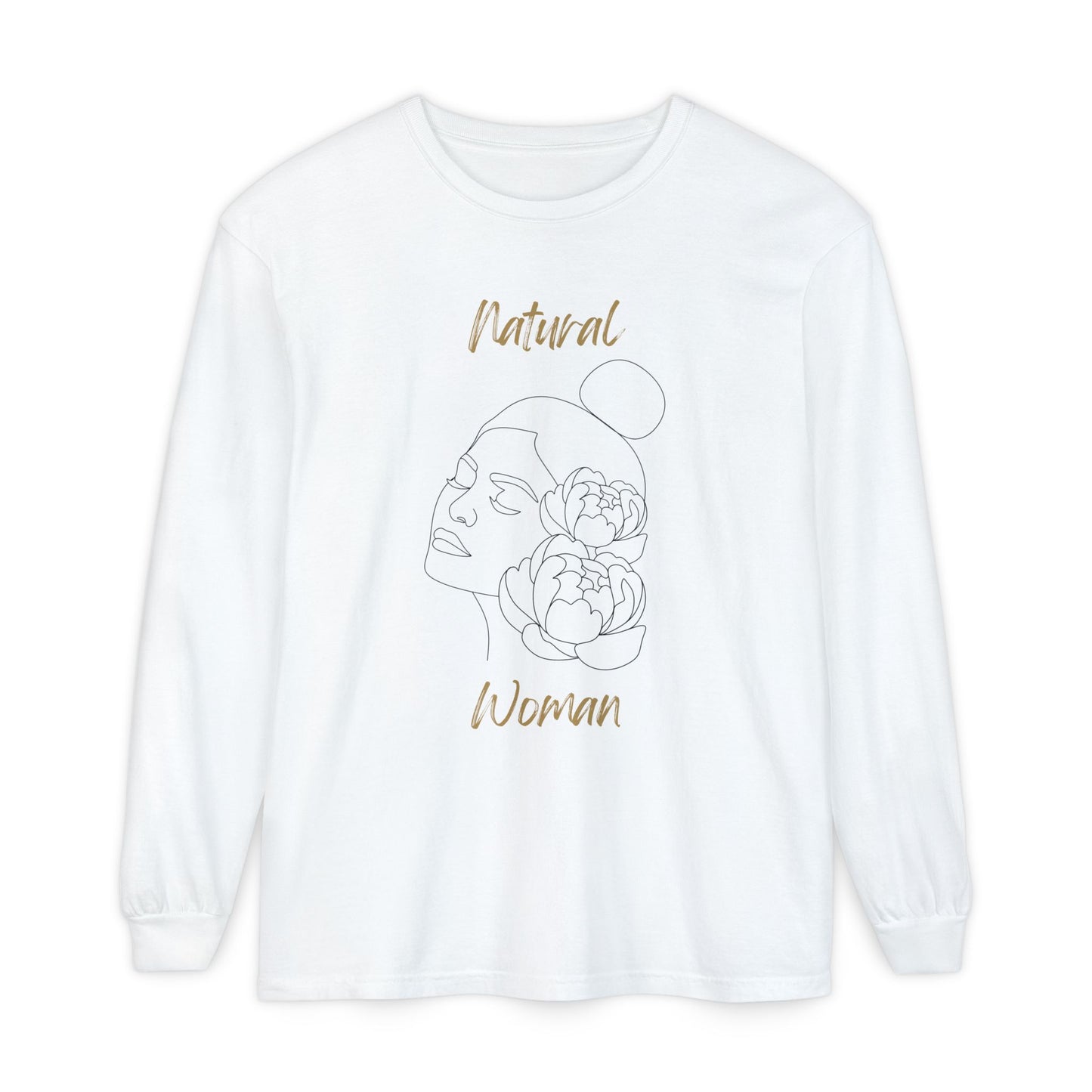 Natural Woman Bun & Flower (BL) Long Sleeve T-Shirt
