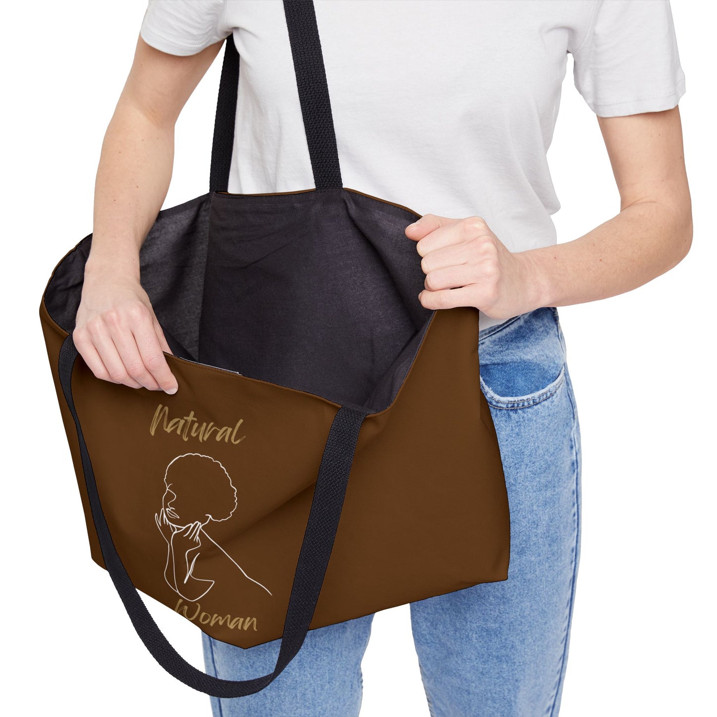 Natural Woman Cute Afro (WL) Weekender Tote Bag BROWN