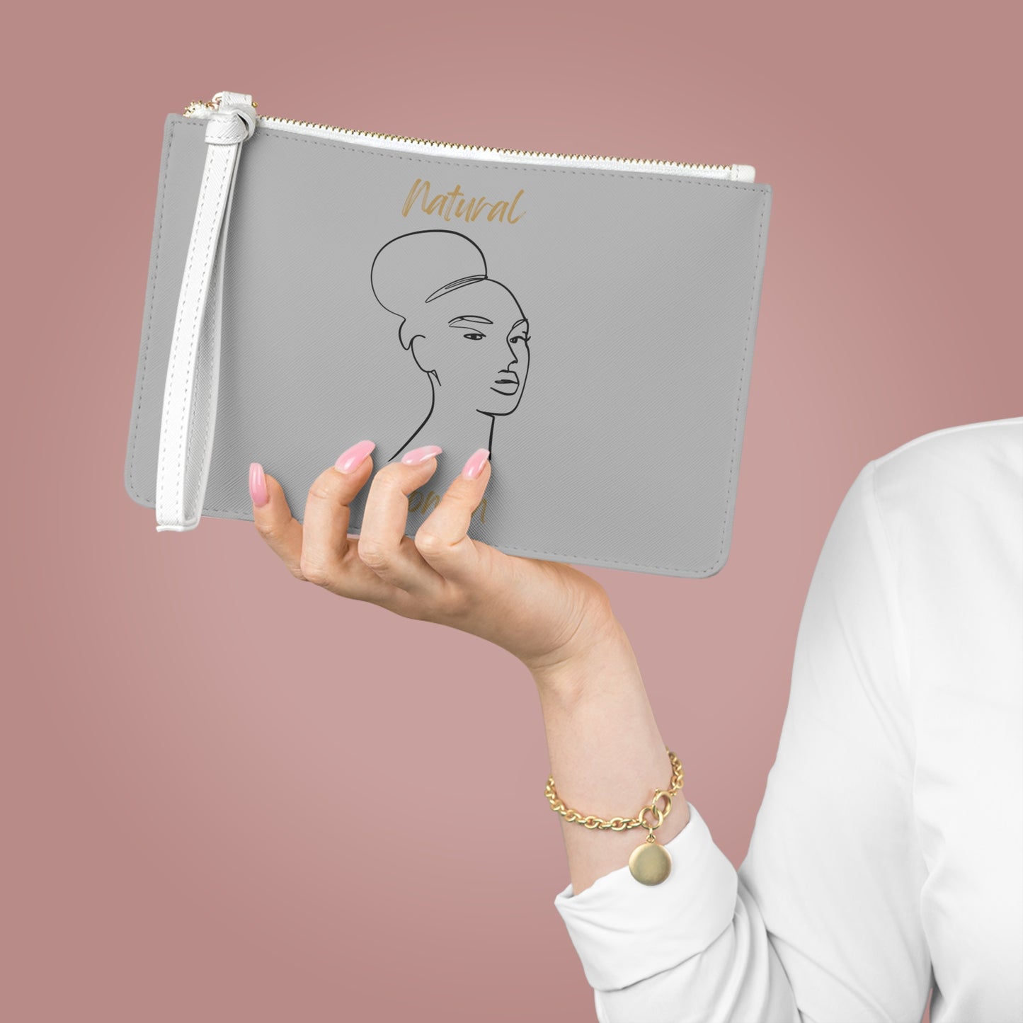 Natural Woman Hair Up (BL) Clutch Bag LIGHT GREY